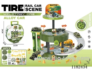 Alloy Military Parking Lot Tote Bag (with 1 gold car) (with 1 set of road marking) (38PCS)