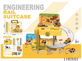 Storage Alloy Engineering Parking Lot Carrying Bag (with 1 Gold Car) (with 1 set of road markings) (31 PCS)