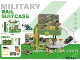 Storage Alloy Military Parking Lot Tote Bag (with 1 Gold Vehicle) (with 1 set of road markings) (31 PCS)