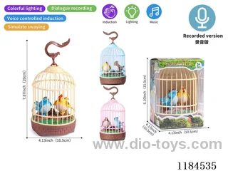 Voice-activated Double Birdcage (Conversation Recording, Voice-activated, Motorized, Lights, 3 English Songs)