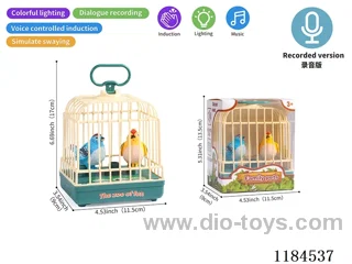 Voice-activated Double Birdcage (Recorded dialog, voice-activated, motorized, lighted, 3 English songs)
