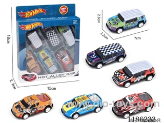 6PCS pull back tin pickup truck