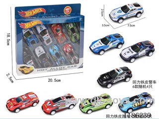 4PCS pull back tin sports car + 4PCS pull back tin police car