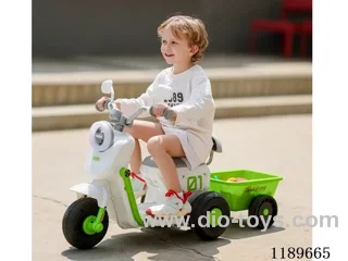 Children's electric motorcycle with rear bucket