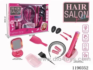 Electric Hairdressing Simulation Set with Makeup Mirror and Hair Straightening Stick 13-Piece Set
