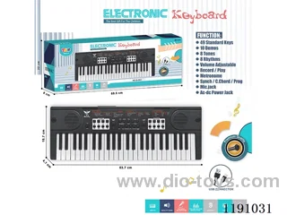 49 Keys Multifunction Electronic Piano with Microphone, USB Cable (Black)