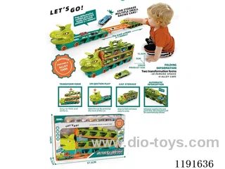 Dinosaur Track Catapult Car Storage Car -8 PCS alloy car