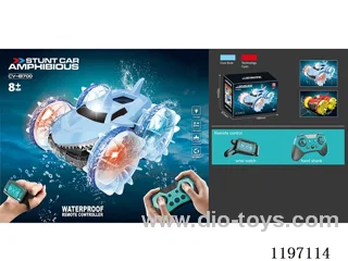 Waterproof remote control lighted wheel shark amphibious stunt car