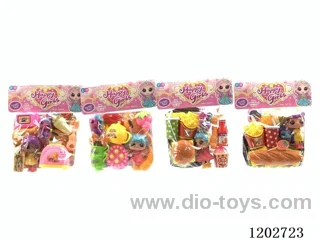 Tableware/hamburger + doll 4 mixed