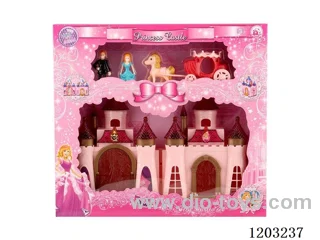 (GCC)Colorful light castle with 12 music (included 3* AG13 batteries)+Princess/Prince/Carriage