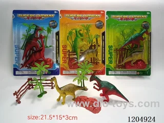 Simulation Scene 7pcs -2 Dinosaurs,2 Coconut Trees,1 Stone,2 Fences