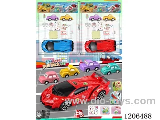Large Scooter Racing Car + 2 Pull Back Cars + Road Signs