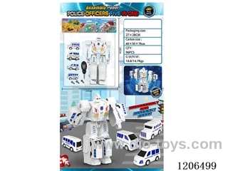 5-in-1 Disassembly Robot Pull Back Police Car