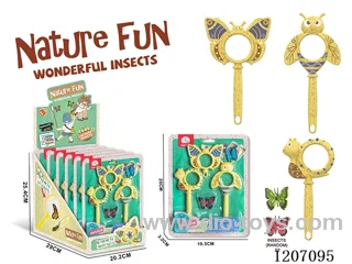 Science and education magnifying glass made of wheat straw 3 with 2 insects (6pcs/ display box)