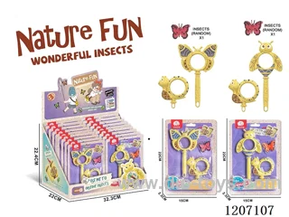 Straw material 2 science and education magnifying glass with 1 insect (16pcs/ display box)