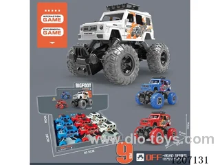 Dual pull back high spring climbing car 3-color mixed 9PCS