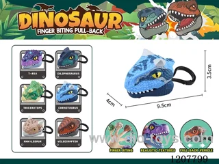Pull back dinosaur head with key chain-Ceratosaurus