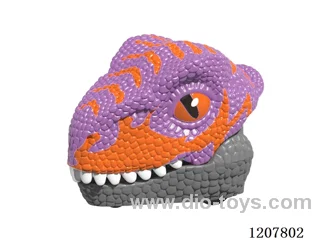 Pull back dinosaur head with key chain-Raptors