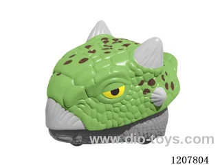 Pull back dinosaur head with key chain-Raptors
