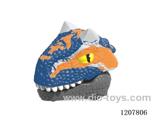 Pull back dinosaur head with key chain-Raptors