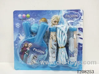Frozen jumps rope and table tennis racket.