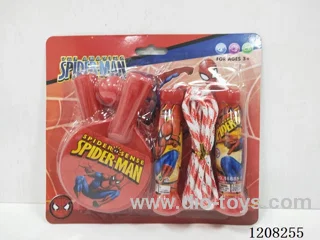 Spider-Man jumps rope and table tennis racket.