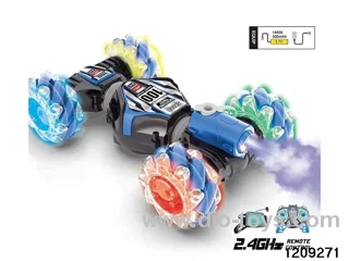 Stunt twist the car with somke and gesture sening