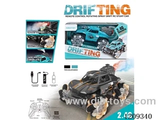 2.4G rc stunt car with light/spray included battery