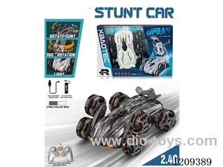 2.4G 6-wheel rc stunt car with light included battery