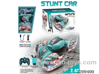 2.4G 1:16 rc stunt car with light -dual remote control included battery