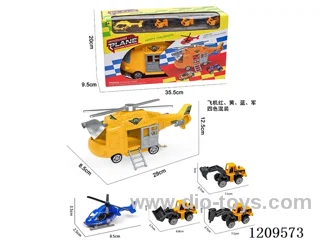Inertial storage aircraft -1AB aircraft (4 colors mixed) +3PCS free wheel AB engineering vehicle