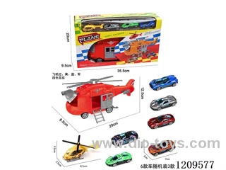 Inertial storage aircraft -1AB aircraft (4 colors mixed) +3PCS free wheel alloy sports car (6 random 3PCS)