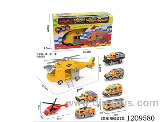 Inertial storage aircraft -1AB aircraft (4 colors mixed) +3PCS free wheel alloy engineering vehicle (6 random 3PCS)