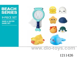 Magnetic Fishing Toys Set 9PCS+Water Play + Vinyl Animals 9PCS