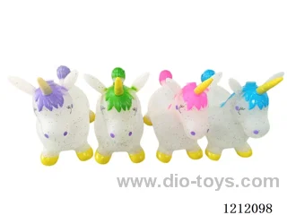 Flash music inflatable transparent gold unicorn horse (including 3*1.5V battery)