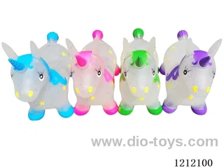 Flash music inflatable transparent gold unicorn (including 3*1.5V battery)
