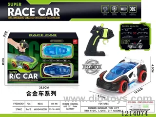 27MHZ Alloy DIY 4ch assemble RC car 1:32+ with a car shell, screwdriver not included battery