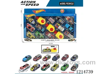 12PCS pull back tin car +3 catapult