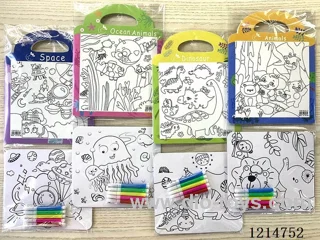 Coloring & Doodling(coloring card + coloring board + 5 pens)