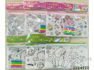 Non-Woven Pencil Bag Doodle(1 bag + 4 pens)