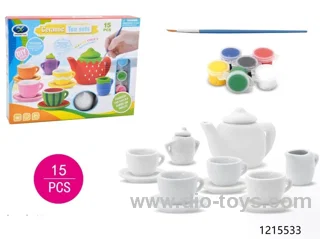 diy tea set in window box