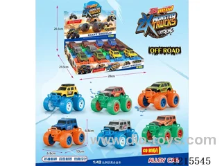12 alloy inertia cars with big wheels, 6 models mixed.