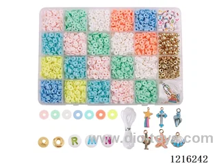 DIY Jewelry Set (Soft Ceramic + Alphabet Beads + Pendant + Spacer Beads + 6mm Gold Beads + Wire (24 compartments))