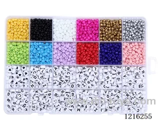 DIY Jewelry Set (4mm rice beads + letter beads + thread (24 compartments))