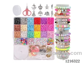 DIY Jewelry Set (Soft ceramic + letter beads + pendant + spacer beads + ear hooks + scissors wire tweezers loop lobster clasp (26 compartments)-1 Mixed)