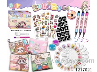 DIY LABUBU Tattoo Stickers and Nail Art Set with Pouch