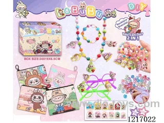 DIY LABUBU Beaded Nail Art Stickers and Hair Accessories Set with Small Bag