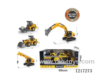 Free wheel + inertia sound effect-Alloy Roller + Bulldozer + Crane + Excavator (Included Battery)