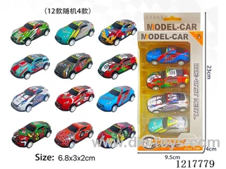 4PCS Pull Back Tin Car