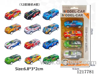 4PCS Pull Back Tin Car
